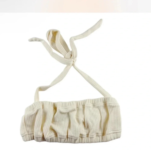 🍀 WEWOREWHAT NWT REVOLVE HALTER BRA TOP IVORY IN XL - Picture 3 of 5